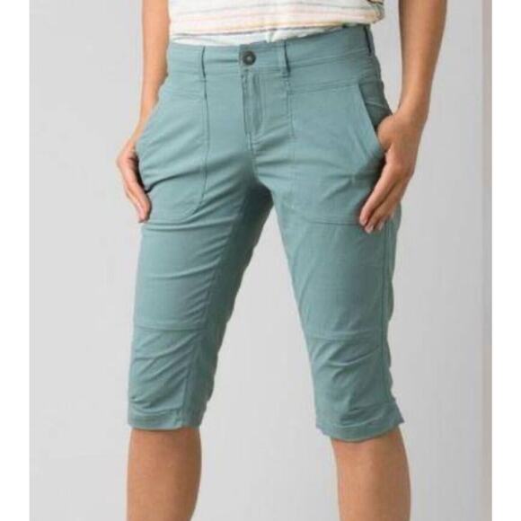 Prana Pants - PrAna  Revenna Knicker Trail Hiking Shorts Teal Green Womans 8